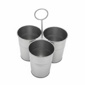 Exclusive <b>Silver</b> Finished <b>Metal</b> Cutlery Holder Round Shape Utensil Caddy Flatware Organizer <b>For</b> Countertop Storage Holder - Product Image 5