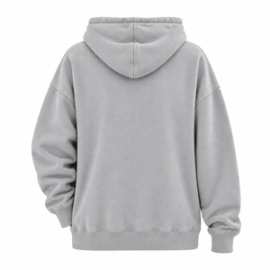 Unisex Oversized Hooded <b>Sweatshirt</b> Solid <b>Grey</b> 100% Cotton Fleece Casual Pocket Design Regular Sleeve Winter Wear - Product Image 2