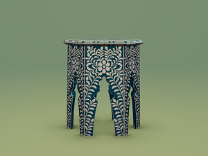 Table d'appoint en incrustation d'os Mobilier de chambre à coucher fait à la main en os - Product Image 6