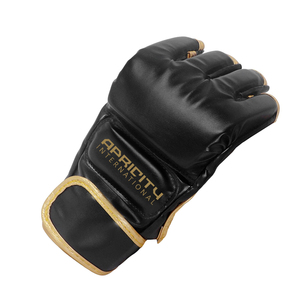 Gants de MMA en cuir PU en gros avec fermeture auto-agrippante réglable, légers, protection UV, matériau durable, couleur noire, unisexe - Product Image 2