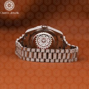 Montre de luxe pour homme Charm_Jewells, boîtier en acier inoxydable, cadran analogique 40 mm, fermoir papillon, verre cristal, mouvement mécanique, 10 bars - Product Image 4