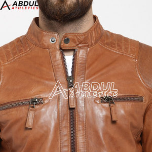 Veste d'hiver classique en cuir avec doublure douce, fermeture éclair, veste tendance pour le streetwear, les activités de plein air et l'exportation - Product Image 5