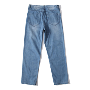 Jeans Casuales de Mezclilla Azul Claro para Hombre, Corte Recto Clásico, 100% Algodón, Ropa Urbana Ecológica, Venta al Por Mayor - Product Image 5