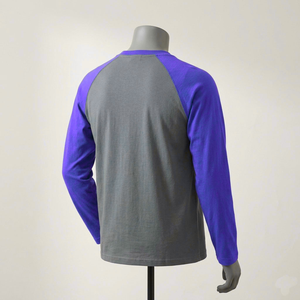 Camiseta raglan de alta calidad 100% algodón para hombre, con logo personalizado, manga larga, bloques de color, estilo béisbol, para ropa urbana. - Product Image 3