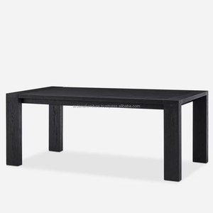 Juego de Mesa de Comedor Rectangular Moderno de Madera Negra Resistente para el Hogar, Apartamento, Casa de Campo, Villa, Hotel y Parque, Muebles para Comedores - Product Image 1