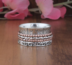Unique Sterling <b>Silver</b> Twisted Bezel Setting Two-Tone Handmade Braided Band <b>Ring</b> for <b>Men</b> Women Party Jewelry Wholesale - Product Image 4