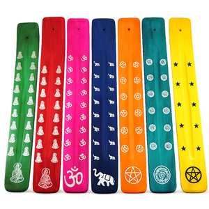 Colorful Printed Wooden Incense Ash Catcher Tray | <b>Decorative</b> Wooden Incense Stick Holder for Meditation Yoga Home <b>Decor</b> Gifting - Product Image 1