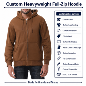 Custom 450gsm Cotton Zip Up Hoodie Oversized Heavyweight Rhinestone <b>Zipper</b> <b>Sweatshirt</b> for Men - Product Image 5