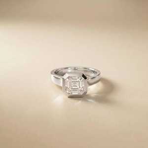 Anillo de Compromiso Clásico con Diamante de Corte Asscher de 1.00CT para Hombre, Cultivado en Laboratorio, Oro Sólido de 14K, Joyería Fina para Boda, Regalo para Amigos - Product Image 2