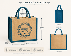 Sac fourre-tout en jute personnalisé de qualité supérieure avec fermeture à glissière, écologique, réutilisable, pour les courses, 35x30x15cm - Product Image 2