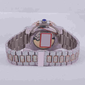 Montre mécanique de luxe haut de gamme pour homme, en argent, avec diamants naturels ronds VVS et moissanite (testée), mouvement ETA, best-seller - Product Image 3