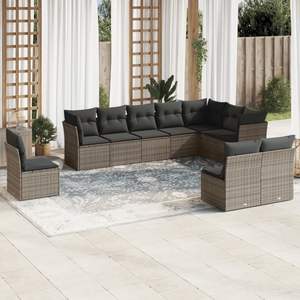 Conjunto de Sofás de Jardín de Ratán Gris, 10 Plazas, Muebles Contemporáneos para Exteriores - Product Image 3