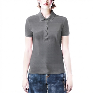 Polo de Algodón Piqué de Manga Corta para Mujer, Color Verde Sólido, Estilo Casual, Largo Regular, Tejido de Punto - Product Image 4
