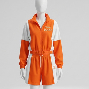 Men Athletic Tracksuit Set Color Block Zip <b>Jacket</b> and Shorts Breathable <b>Workout</b> Sportswear women tracksuits with custom logos - Product Image 6