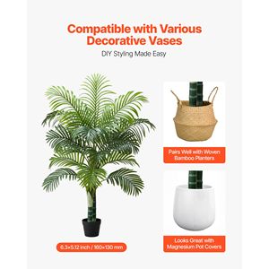 Grand palmier artificiel Areca blanc de 1,5 m pour extérieur, plante tropicale artificielle en soie avec pot, idéal pour la décoration au sol - Product Image 5