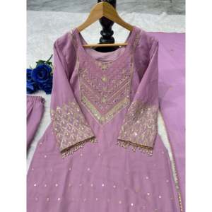 Conjunto de ropa de fiesta de diseñador para mujer con hermosa parte superior e inferior de Dupatta - Product Image 6
