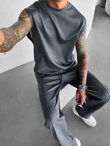 กางเกงขายาวผู้ชายทรงตรงเอวกลาง OEM สำหรับฤดูหนาว ทรงหลวม สปอร์ต แคชชวล ผลิตจากโพลีเอสเตอร์ 100% กันยับ แห้งเร็ว - Product Image 6