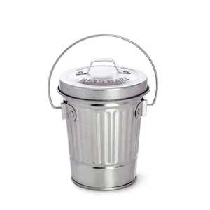 Classic Plain Blue Metal Trash Can Smooth Iron Waste <b>Bin</b> Office Bedroom Garbage Basket Public Garden Rubbish Dustbin Bucket - Product Image 6