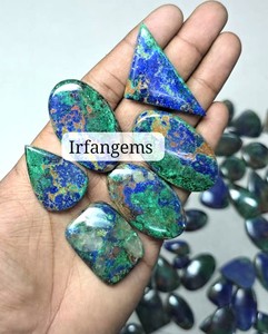 Lot en gros de pierres précieuses naturelles Irfan Gems, Azurite, Quartz, cabochons lâches, taille ovale, formes variées, pour la fabrication de bijoux de guérison, 20-40mm - Product Image 1