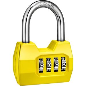 Cadenas à combinaison à 4 chiffres Disecu, étanche, pour extérieur, école, vestiaire, clôture, portail, abri, unité de stockage, lot de 1 (jaune) - Product Image 1
