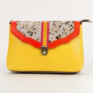 Sac de messager patchwork à imprimé animal en cuir de vachette véritable de grande capacité, nouveau motif spécial de couleur maltée en cuir véritable - Product Image 1
