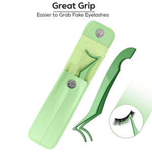 Premium Stainless Steel Serrated Tip Anti-Static Lash <b>Applicator</b> Tweezers for <b>Eyelash</b> Extension Strip Lashes Makeup Beauty Tool - Product Image 3