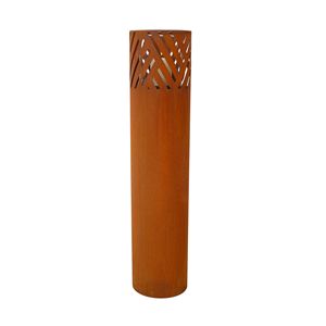 Set of 2 Rust Industrial Design Lantern Columns Outdoor and Indoor Decorative <b>Pillar</b> <b>Lights</b> for Garden Includes Lanterns - Product Image 5