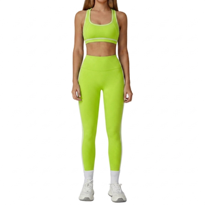 Conjunto de Yoga para Mujer, Leggings de Cintura Media, Sujetador Deportivo con Tirantes Ajustables, Sin Costuras, Elástico en 4 Direcciones, Dos Piezas de Longitud Completa, Alta Calidad - Product Image 2