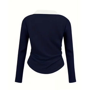 <b>Top</b> Selling Customized Price Women Full Sleeve for Shirt Cotton Blend Collared T Shirt Casual Office Wear Breathable Knitted - Product Image 6
