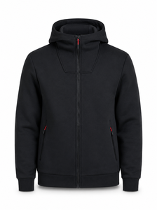 Veste à capuche d'hiver haut de gamme en tissu tricoté uni lavé polyester/coton - Product Image 2