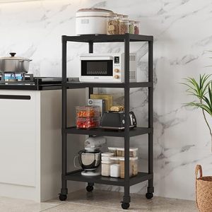 Four Tier Metal <b>Storage</b> <b>Rack</b> With Wheels Minimalist Design For Kitchen Sundries Standing Type - Product Image 3