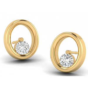 Fabricant de boucles d'oreilles clous circulaires en or 10 carats personnalisées en gros, boucles d'oreilles minimalistes en diamants de laboratoire VVS1 - Product Image 1