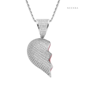 Pendentif Goutte de Larme – Moissanite Givrée en Argent 925 – Pendentif « Pain to Power » – Cœur Brisé Moissanite Brillante « Split Love » - Product Image 5