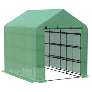 Serra Portatile Robusta con 18 Ripiani, Copertura in PE, Porta con Cerniera a Rotolo per Giardini Esterni, Alta Resistenza all'Umidità - Product Image 1