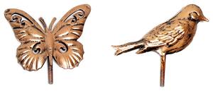 Baño para Pájaros Multiusos con Estaca, Comedero de Metal Cobre Antiguo con Adorno de Mariposa y Pájaro, Decoración para Patio, Terraza y Barandilla - Product Image 6