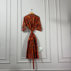 Kimono de Algodón Estampado a Mano con Cuello en V, de Secado Rápido, Manga Larga, Hecho a Mano, Ligero, para Damas de Honor - Product Image 1