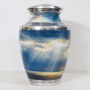 โกศบรรจุอัฐิแบบทนทาน Sky Ocean สำหรับเก็บเถ้ากระดูกเป็นเวลานาน โกศบรรจุอัฐิอะลูมิเนียมสลักลายสำหรับผู้ใหญ่ - Product Image 3