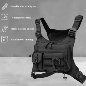Chaqueta Táctica Negra para Motociclistas con Sistema MOLLE Integrado, Chaleco Utilitario Multibolsillos, Equipo de Protección para Motociclistas - Product Image 3
