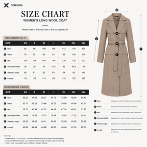 Abrigo Largo de Lana Elegante para Mujer, Color Negro, Gris Oscuro, Gris Claro, Caqui, con Cuello Vuelto, Cinturón, Ropa Formal de Invierno, Manga Larga - Product Image 6