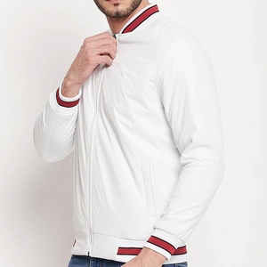Chaqueta Varsity Blanca para Hombre, con Letra EZ Bordada, Cuello Camisero, Cierre de Botones Cubiertos, Estilo Preppy, para Otoño - Product Image 5
