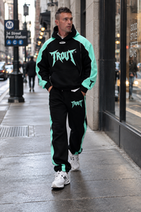 Survêtement en molleton respirant 100 % coton épais bicolore, avec logo personnalisé, sweats à capuche, vêtements d'automne, streetwear, Trout Apparel - Product Image 3