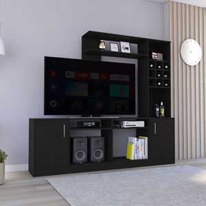 Mobile TV a Doppia Anta con Sei Ripiani Esterni, Nero, per TV fino a 78 Pollici, con Spazi di Archiviazione - Product Image 2