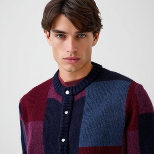 Pull cardigan pour homme, col en V, manches longues, boutonné, tricot, vêtements pour homme, pull tendance d'hiver - Product Image 6