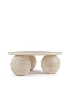 Hot Selling Round Travertine Coffee <b>Table</b> With Wooden <b>Legs</b> Luxury Living Room Center <b>Table</b> Modern Furniture - Product Image 6