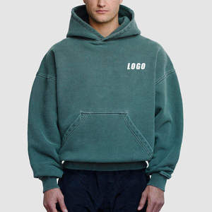 เสื้อฮู้ดดี้ผู้ชายลายโลโก้แบบทำเก่าสไตล์วินเทจ ผ้าฝ้ายฟอกสี ลวดลายสาดสี  ทรงโอเวอร์ไซส์  ผ้าฟลีซ  เป็นมิตรต่อสิ่งแวดล้อม - Product Image 4