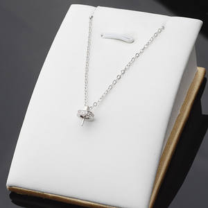 Cadena para Diadema con Colgante de Plata S925, Collar para Mujer, Bandeja Vacía para Perlas, Accesorios de Joyería de Moda, Producto Semiterminado para DIY - Product Image 1