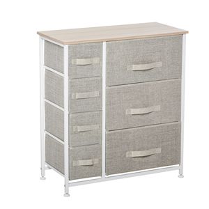 Cassettiera in Tessuto a 7 Cassetti con Contenitori Facili da Estrarre e Struttura in Metallo per l'Organizzazione della Camera da Letto |   Grigio - Product Image 1