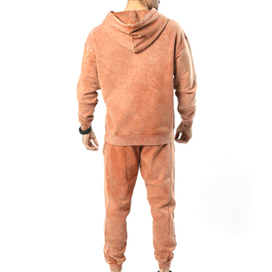 Ensemble de survêtement décontracté pour homme, coupe unie, avec logo personnalisé imprimé, effet délavé, 100 % coton épais, idéal pour l'hiver – Vente chaude - Product Image 4