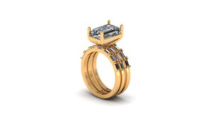 Premium Gold Silver Women <b>Ring</b> Yellow White Rose Finish Moissanite CVD Colour Stone <b>CZ</b> EGL VVS2 D Emerald Baguette 5.84 CTS VS1 - Product Image 1