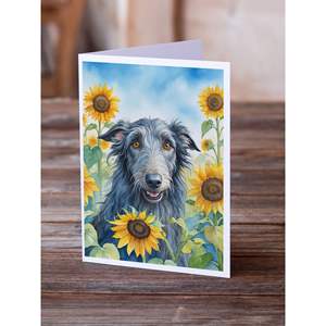 Deerhound escocés en girasoles caprichosos A7 tarjetas de felicitación Paquete de 8 tarjetas de nota en blanco con sobres tamaño 5x7 - Product Image 2